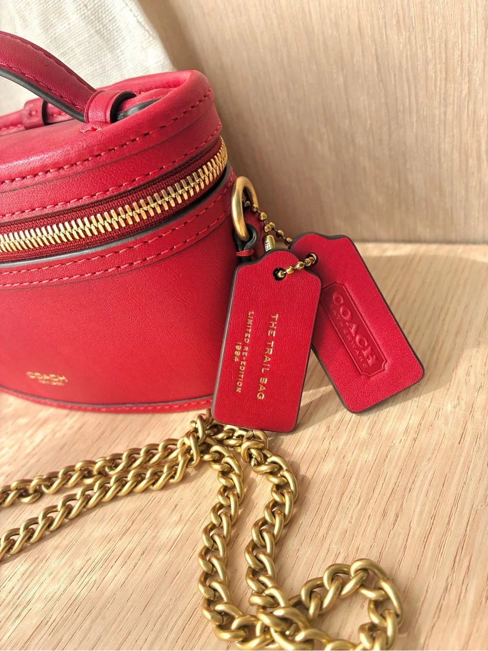 NWT🧧Coach Trail Bag 15 Red Poppy Mini Crossbody Top Handle CCY84 Chain Limited